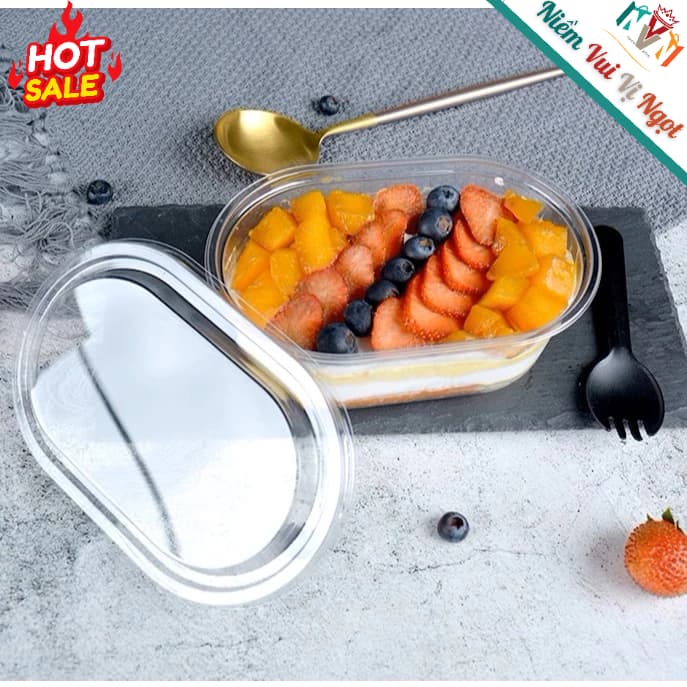 50 Hộp Nhựa Oval Trong Đựng Bánh Tiramisu, Mousse ~ W150G | XY150